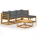 Diverse Hardware, 5-tlg. Garten-Lounge-Set mit Auflagen Massivholz Akazie