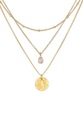 Halskette Layer Mondstein Plättchen Kugelkette Unisex Gold 40cm