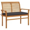 vidaXL Gartenbank mit Anthrazit Auflage 112 cm Massivholz Teak