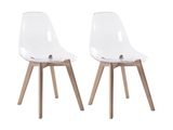 Vente-unique, Stuhl 2erSet AUDRA Polycarbonat Buche Transparent Stuhl 2erSet AUDRA Polycarbonat Buche Transparent