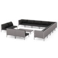 vidaXL 14-tlg. Garten-Lounge-Set mit Auflagen Poly Rattan Dunkelgrau