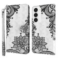 Galaxy S23+ - Etui Glitzer Effekt Blumen