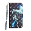 Galaxy Note 10 - Etui Ledertasche Wolf Glitzer Effekt