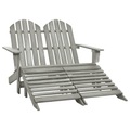 vidaXL 2-Sitzer Adirondack-Gartenbank mit Fußstütze Tannenholz Grau