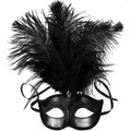 Venezianische Maske mit Federn Schwarz