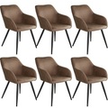 6er Set Stuhl Marilyn Stoff, schwarze Stuhlbeine - braun/schwarz