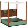 Northio - Sandkasten mit Dach, 116 x 112,5 cm Sandkiste aus Holz Sandbox Sitzfläche, 2 Behältern, Sand- und Wasserspielzeug, Eimer Wasserhahn für 3-6 Jahre Kinder Grün Aosom, 160
