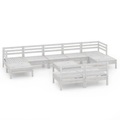 vidaXL 10-tlg. Garten-Lounge-Set Weiß Kiefer Massivholz