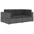 Diverse Hardware, Ecksofas 2 Stk. mit Auflagen Poly Rattan Grau