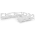 vidaXL 10-tlg. Garten-Lounge-Set Weiß Massivholz Kiefer