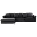 Beliani Ecksofa Leder schwarz rechtsseitig OSLO