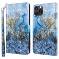 iPhone 15 - Etui Glitzer Effekt Marble blue