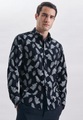 Casual Hemd Regular Fit Langarm Druck Herren Dunkelblau S/M