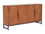 Sideboard mit 4 Türen - Akazienholz & Metall - Holzfarben & Schwarz - VEDILA Sideboard mit 4 Türen - Akazienholz & Metall - Holzfarben & Schwarz - VEDILA