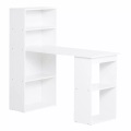 Northio - Schreibtisch Küchentisch Mit Regal, Computertisch, Arbeitstisch, Laptoptisch, Büroregal, Weiß, 120X55X120Cm, One Size