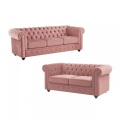 Sofa 3-Sitzer & 2-Sitzer - Samt - Pastellrosa - CHESTERFIELD Sofa 3-Sitzer & 2-Sitzer - Samt - Pastellrosa - CHESTERFIELD