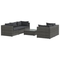 vidaXL 6-tlg. Garten-Lounge-Set mit Auflagen Poly Rattan Grau