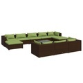 vidaXL 11-tlg. Garten-Lounge-Set mit Kissen Braun Poly Rattan