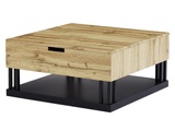 Couchtisch mit 2 höhenverstellbaren Tischplatten - MDF & Stahl - Naturfarben & Schwarz - BALERIN Couchtisch mit 2 höhenverstellbaren Tischplatten - MDF & Stahl - Naturfarben & Schwarz - BALERIN