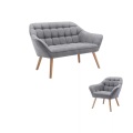 Sofa 2-Sitzer & Sessel - Stoff - Grau - CASERTA Sofa 2-Sitzer & Sessel - Stoff - Grau - CASERTA