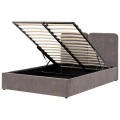 Beliani - Bett mit Stauraum aus Chenillegewebe Modern ARBOIS, 140x200 cm, Taupe