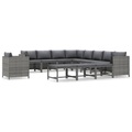 vidaXL, vidaXL 12-tlg. Garten-Lounge-Set mit Kissen Poly Rattan Grau