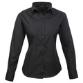 Popeline Bluse Arbeitshemd, Langärmlig Damen Schwarz 52