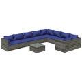 vidaXL, vidaXL 10-tlg. Garten-Lounge-Set mit Kissen Poly Rattan Grau