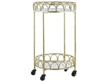 Beliani, Beliani Servierwagen Metall weiss / gold Terrazzo Effekt 2 Etagen rund SHAFTER