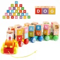 Activity-board, Kleinkind ziehen entlang Zug hölzerne ABC Truck Set Stapeln Spiel Vorschule Lernen Spielzeug Multicolor