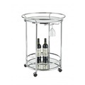 Runder Rollbarer Edelstahl Spiegel Serviertisch D.57cm Unisex Silber 100cm