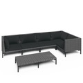 vidaXL 6-tlg. Garten-Lounge-Set mit Auflagen Poly Rattan Dunkelgrau