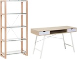 Beliani Büromöbel-Set weiss / heller Holzfabton JENKS/CLARITA Büromöbel