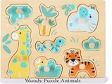 Woody Puzzle Elefanten & Giraffe Lernspiel