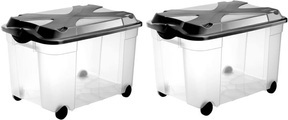 Rotho Easy 57 l mit Deckel und Rollen, 2er-Set Aufbewahrungsbox