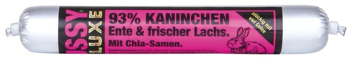 5 + 1 gratis! 6 x 100 g Pussy Deluxe - Kaninchen, Ente & Lachs