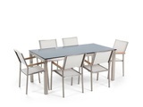 Gartenmöbel Set Glasplatte schwarz 180 x