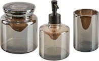 Beliani Badezimmer Set 3-teilig Glas grau MANAGUA