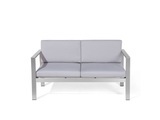 Beliani, Beliani Gartensofa Aluminium 2-Sitzer Auflagen hellgrau Salerno