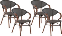 Beliani Gartenstuhl grau / dunkler Holzfarbton 4er Set Caspri