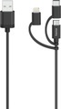 Hama Micro-USB-Kabel; 3in1; inkl. Adapter auf Usb-C & Lightning; USB 2.0; 0;75 m