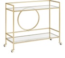 Beliani, Beliani Servierwagen Metall / Glas gold 2 Etagen KERRY