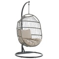 Beliani, Beliani Hängesessel mit Gestell ø 102 cm Rattan / Flechtseil schwarz ALBA