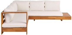 Beliani Lounge Set Akazienholz 5-Sitzer Auflagen rechtseitig cremeweiss MARETTIMO