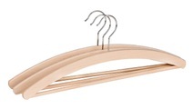 Wenko - Kleiderbügel Base Natur mit Steg, 3er Set, Buchenholz
