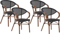 Beliani Gartenstuhl schwarz / dunkler Holzfarbton 4er Set Caspri
