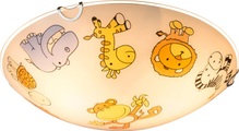 GLOBO KIDDY Deckenleuchte Metall weiß, Chrom, Glas multicolor, Glas mit Kinderdekor, D