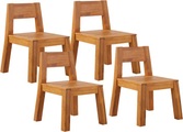 Beliani Gartenstuhl Akazienholz hellbraun 4er Set LIVORNO