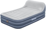 Bestway Luftbett sleekflow 67923 226/152/84 cm , Tritech Sleekflow Headboard , Hellgrau, Dunkelblau , Kunststoff , 152x84 cm , matt , integrierte elektrische Pumpe, beflockte Schlafseite , 0069160806