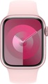 APPLE Watch Series 9 (GPS, Alu) 41 mm - Smartwatch (M/L 150-200 mm, Fluorelastomer, Rosé/Hellrosa)